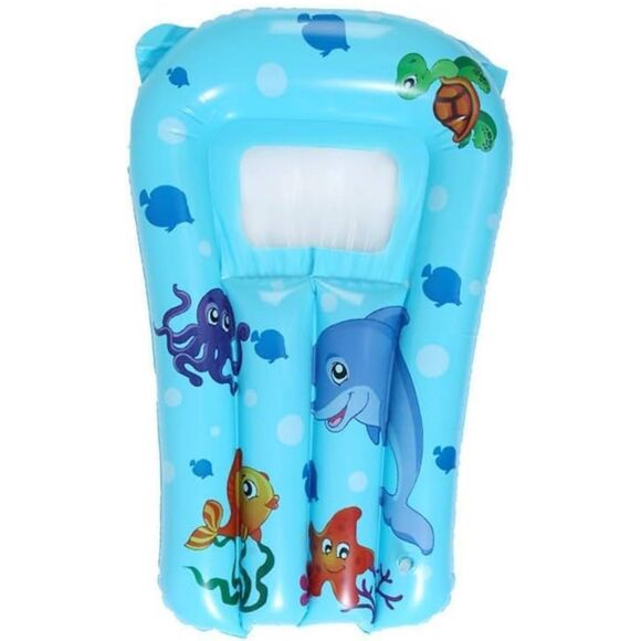 Summer Pool Float PVC Surfboard Inflatable Lounger New Blue with Print - Picture 1 of 4
